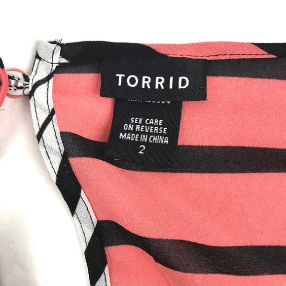 Torrid Size 2 Orange and Black Striped Open-Back Blouse - Picture 4 of 6
